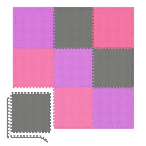 Мат-пазл  Hop-Sport HS-A010PM EVA 1cm 9 частей gray-purple-pink - фото №2